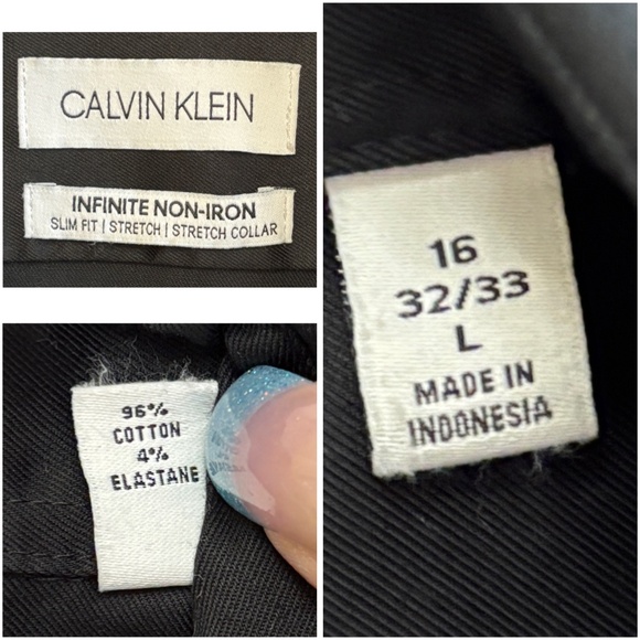 Calvin Klein Men’s Black Infinite Slim Fit Button Down Shirt (Size L) - Picture 5 of 8